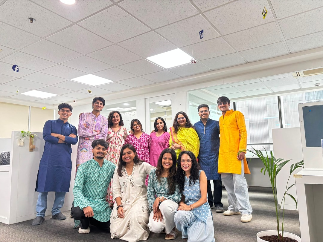 The team in festive wear at the office